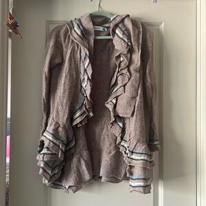 Anthropologie ruffled open front cardigan small
